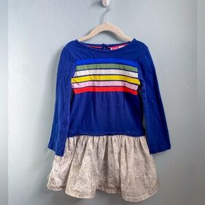 Mini Boden Blue Long Sleeve Shirt with Rainbow Stripes